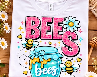 Jolie chemise amateur d'abeilles, t-shirt graphique pot de miel abeilles, t-shirt abeille marguerite de printemps, chemise cadeau apiculteur, t-shirt floral amateur d'abeilles pour femme