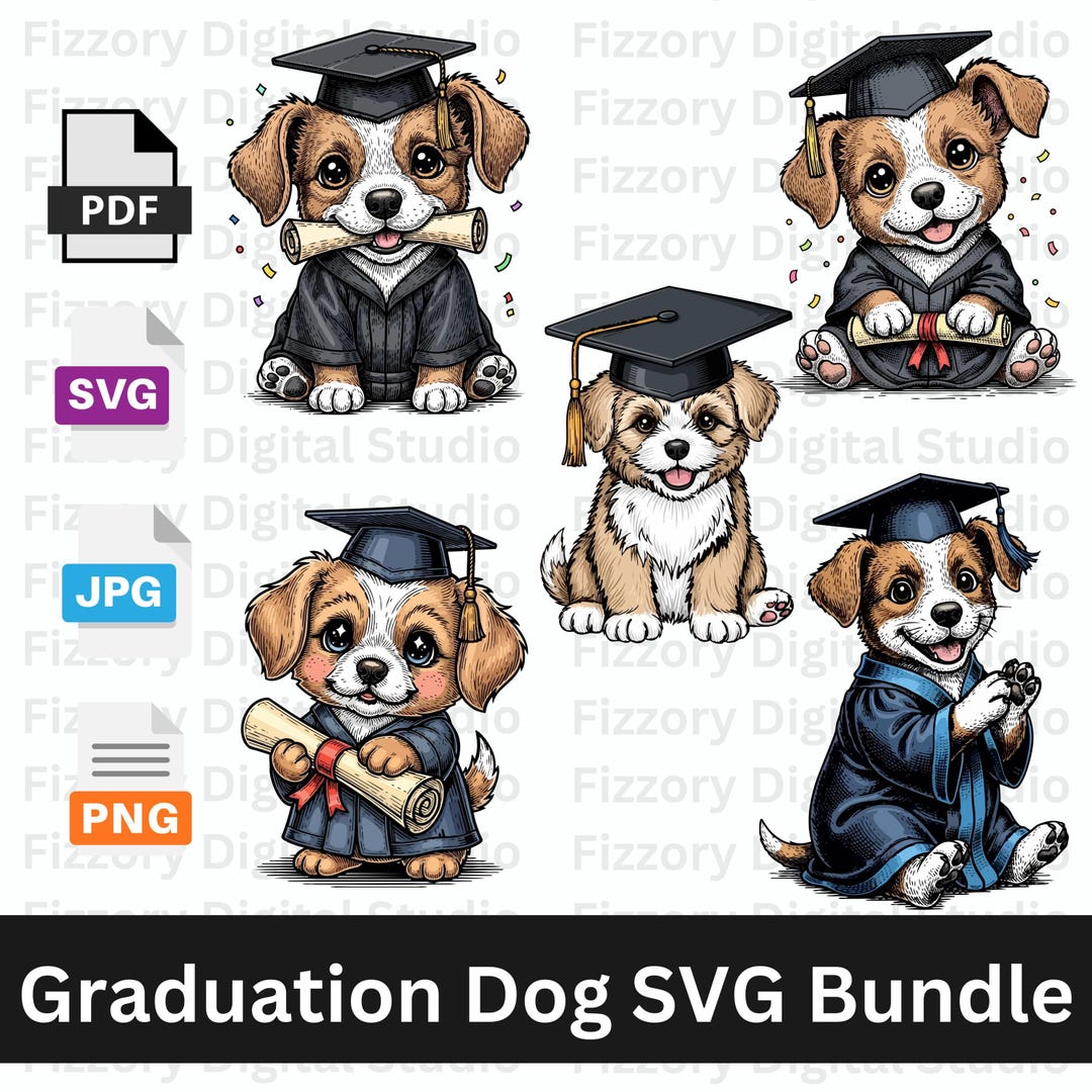 Graduation Dog SVG Bundle | Cute Puppy Graduate SVG, Class of 2026 Dog ...