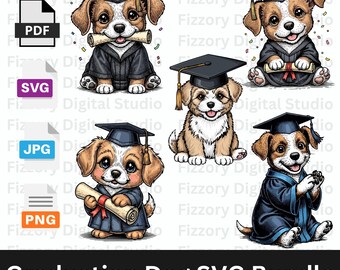 Abschluss Hund SVG Bundle | Niedliche Welpen Graduate SVG, Klasse von 2026 Hund Clipart, Diplom Welpe PNG, Graduation Cap Hund Cricut Dateien