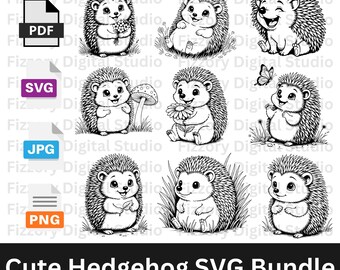 Baby Igel SVG Bundle | Waldtier Clipart, Critter Cut Dateien (SVG, PNG)