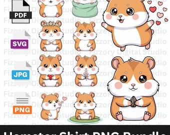 Hamster Shirt SVG Bundle | Niedliche Hamster PNG, Cricut geschnitten Dateien für T-Shirts, Tier-Liebhaber-Geschenk-Idee