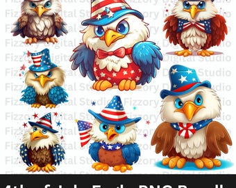4 juillet chemises PNG Bundle, clipart aigle patriotique, mignon USA Eagle PNG, 4 juillet Clipart, conception de chemise fête de l'indépendance
