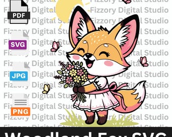 Wald Fuchs Shirt SVG, Blumen Frühling Ostern Design (PNG, SVG)