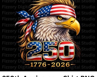 250e anniversaire des États-Unis PNG | Design de Chemise Aigle Patriotique 1776-2026 | 4 juillet PNG | Etats-Unis Liberté Clipart