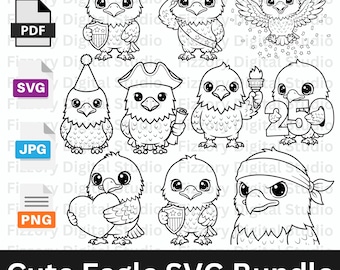 Vaterländischer Adler SVG Bundle | USA Unabhängigkeitstag PNG Clipart (digitaler Download)
