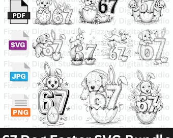 67 Hund Ostern SVG-Bundle - Süße Hundeei PNG-Dateien für Cricut, Instant Download, kommerzielle Nutzung