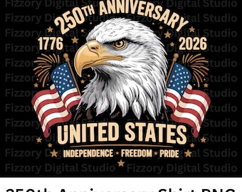 Chemise USA 250e anniversaire PNG | American Eagle Patriotic Design 2026, Graphique du jour de l'indépendance, Sublimation du 4 juillet PNG