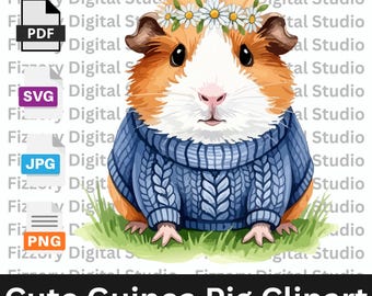 Niedliches Blumen Meerschweinchen SVG | Frühling Meerschweinchen Clipart, Cricut Schnitt Datei, Haustier Meerschweinchen Design für Shirts & Tassen