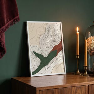 Moody Frame Mockup PSD, A4 Vertical Smart Object, Forest Green Dark Academia Living Room