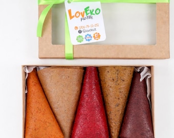 Sortenpackung mit 5 Fruchtledern, Natürliche gesunde Snacks, Ohne Zuckerzusatz, Vegane Fruchtstreifen, Handgefertigte Obst-Geschenkbox, Glutenfreie Leckereien