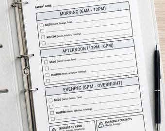 Respite Care Handoff Sheet PDF | Caregiver Daily Log for Senior & Special Needs | Medication Tracker and Routine Checklist