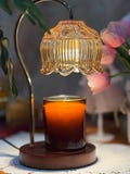 Vintage Amber Glass Flower Candle Warmer - Aromatherapy Lamp