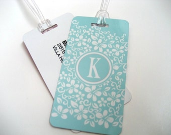 Luggage Tag 5-Pack- Blue Custom Monogram Luggage Tag - Travel Accessories - Personalized Luggage Tag -  Blue Travel Tag