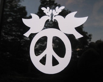 Peace Sign Decal - Dove of Peace Vinyl Car Decal - Peace Sign Window Sticker Bumper Sticker - Think peace