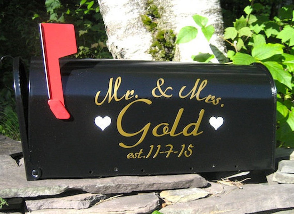 Custom Wedding Card MAILBOX Gold or Silver Metallic Vinyl Etsy