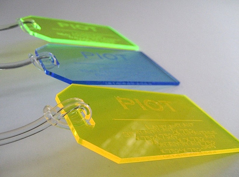 Luggage Tag Neon Glow in the Light Custom Engraved Luggage Etsy