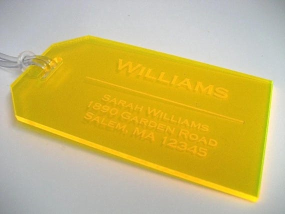 Luggage Tag - Neon Glow In The Light Custom Engraved Luggage Tag - Personalized Luggage Tag - Fluorescent Travel Tag