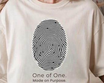 Personalized Christian Shirt, One of One Fingerprint Tee, Made with Purpose Faith Shirt, Custom Name Religious Gift