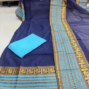 Blue Kanchi Cotton Suit Set | Hand Zari Jacquard, Ethnic Wear image 7