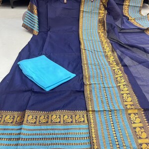 Blue Kanchi Cotton Suit Set | Hand Zari Jacquard, Ethnic Wear image 10