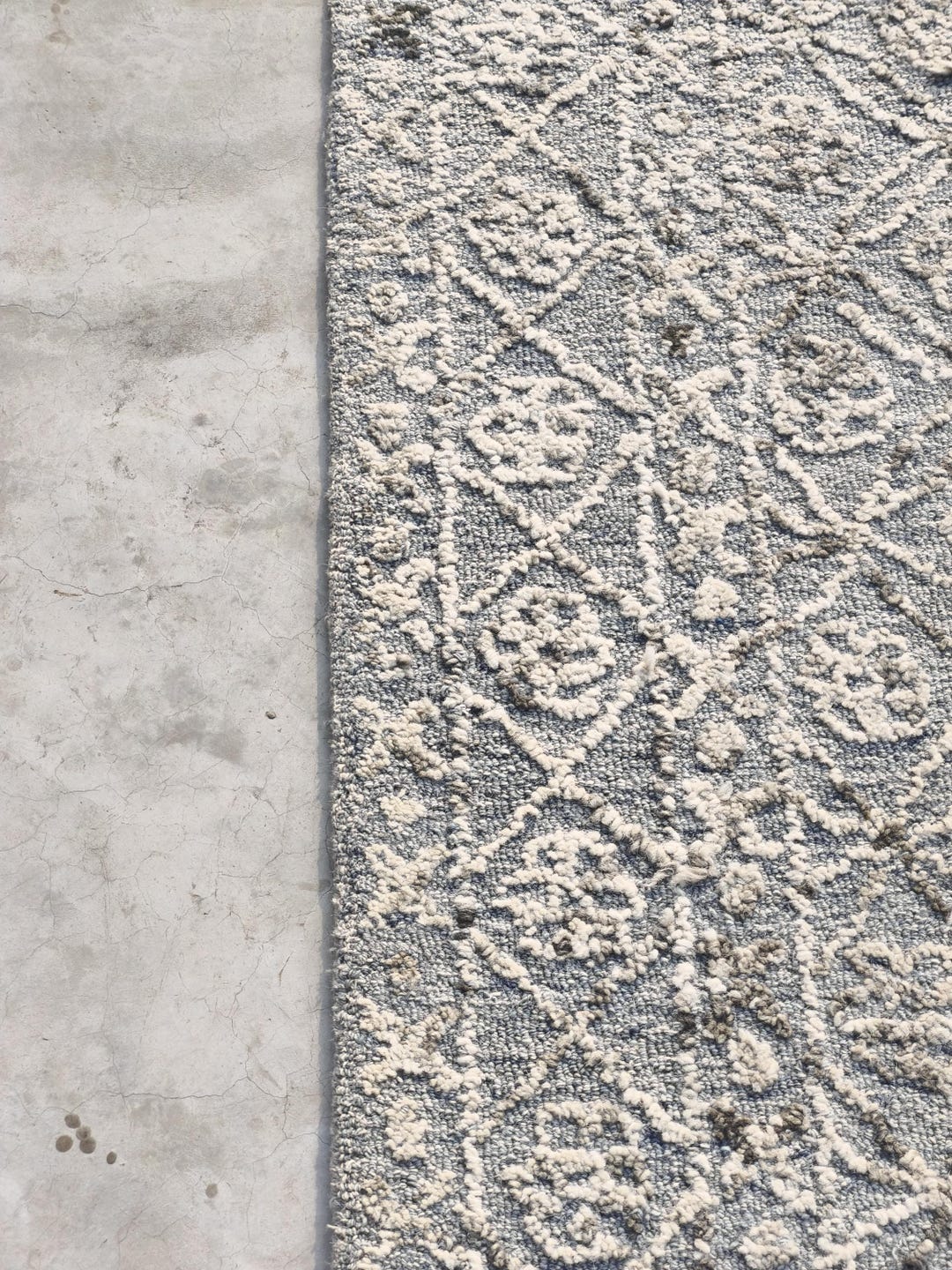 Vintage-inspired Blue & Gray Patterned Area Rug - Etsy