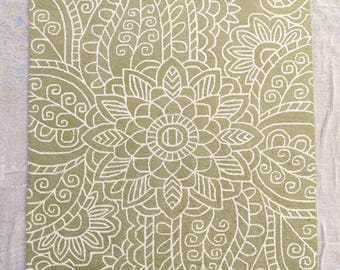 Sage Green Floral Mandala Hand Tufted Area Rug