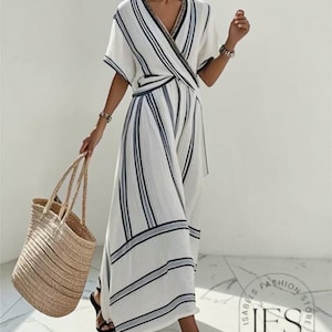 Blue White Stripe Maxi Dress - Etsy Blue White Stripe Maxi Dress - Etsy
