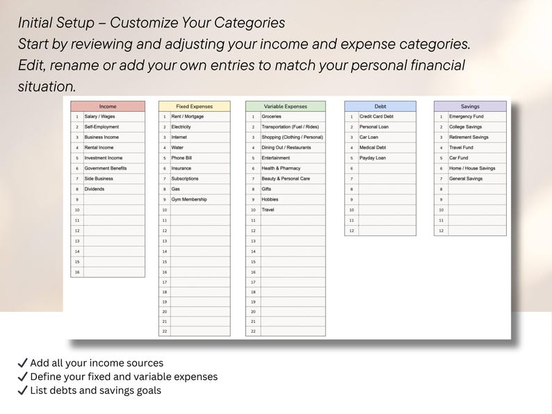 Monthly Budget Planner Spreadsheet | Income and Expense Tracker ...