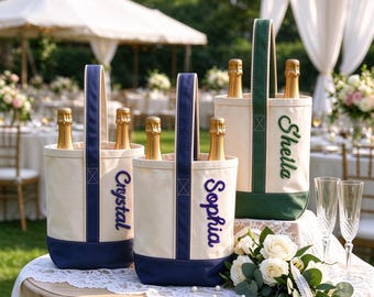 Custom Name Wine Bottle Bag, Bachelorette Wine Tote Bag, Personalized Bridesmaid Gift,Bridal Party Wine Carrier,Bachelorette Party Favors.
