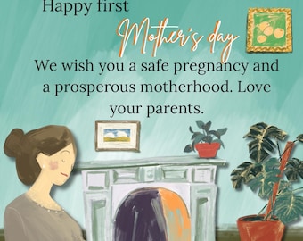 First Mother's Day Pregnancy Card, New Mommy, Mother to Be (Digital Download)