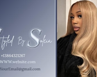 Silver business card template, MUA, Stylist, Braider, Lash Tech (Digital Download)