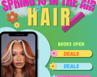 Spring Hair Booking Flyer, MUA Client Appreciation Template (Digital Download)
