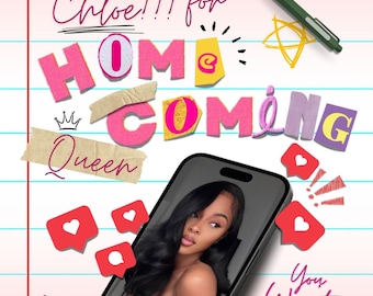 Homecoming Queen Flyer, Editable Pink Template (Digital Download)