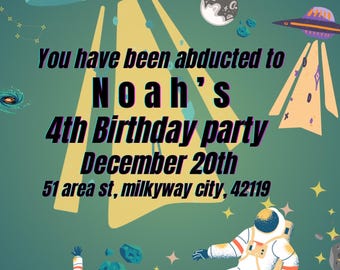 Editable Astronaut Birthday Invitation, Galaxy Party (Digital Download)