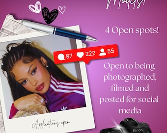 Looking for models, Booking Flyer, DIY models, MUA, Stylist, Braider, Lash Tech (Digital Download)