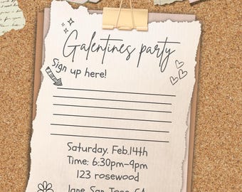 Galentines Party Invitation Template, Girls Night Out invite, Canva Digital Download, valentines invite