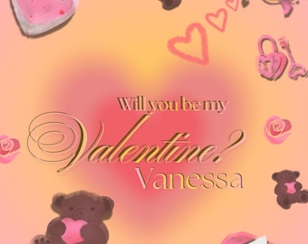 Will you be mine template, custom Valentine’s Day gift, flower bouquet wrap, vday card