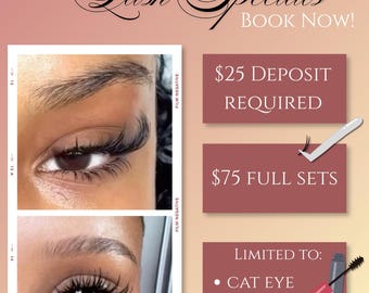 April Lash Specials Flyer, Lash Tech Booking Template (Digital Download)