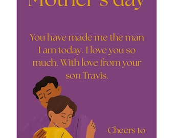 First Mother's Day Card for New Mom, Son's Message (Digital Download)