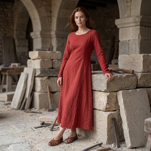 red long sleeve peasant dress Red Peasant Dress