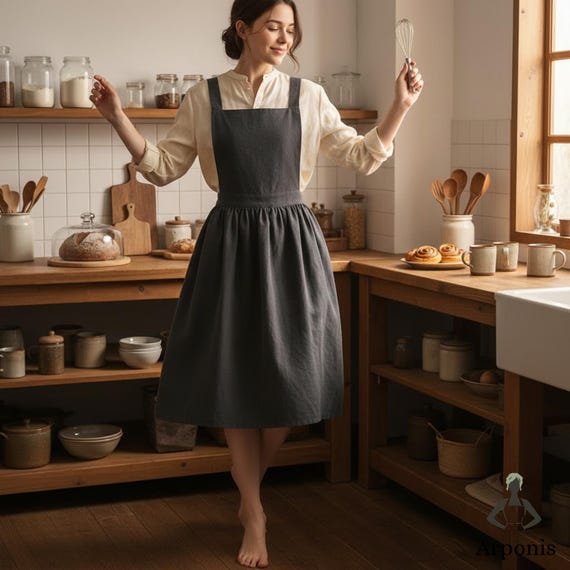 Linen Cotton Apron Dress  Pinafore Apron, Japanese Style Apron, Cross Back  Apron, Kitchen Apron With Pockets, Gift for Baker - Etsy Israel