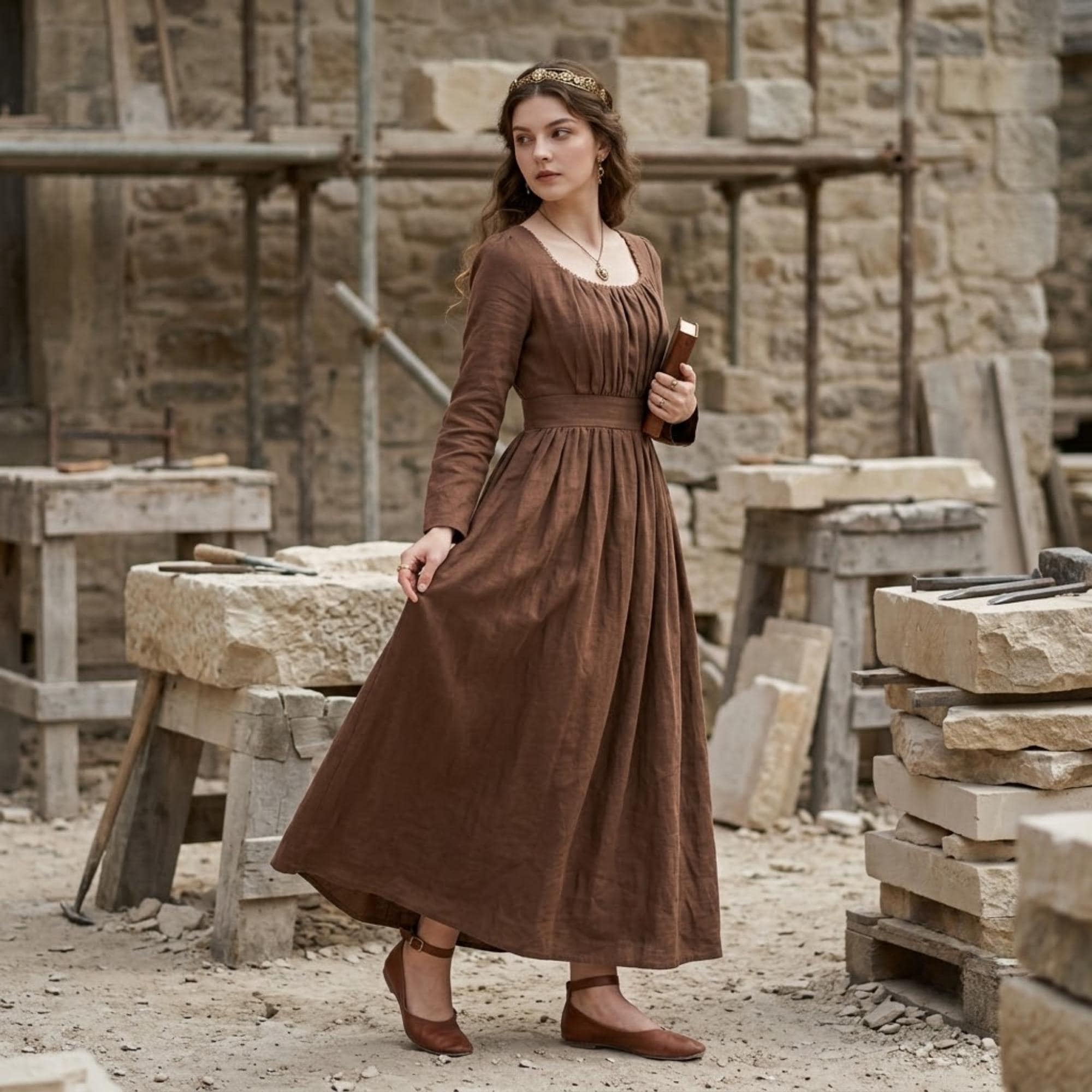 brown prairie dress Color:Orange Stripes Discover our Wildflower Lace upload-20240601 Blue Archive Joumae Saori