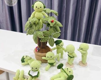 Handmade Crochet Smiski Amigurumi Doll Keychain, Kawaii Mini Toy Bag Charm