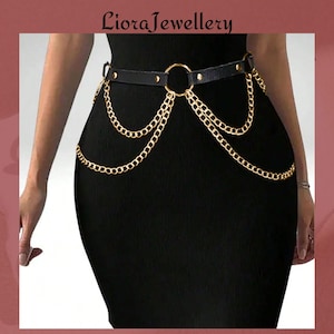Draped Gold Chain Waist Statement Belt 80s Gold Tone Metal Draped Chain Belt | Lariat Tassel Gold  main image 3