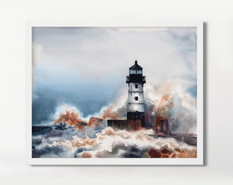 Watercolor Fine Art Print | Canal Park Lighthouse Duluth Minnesota Lake Superior