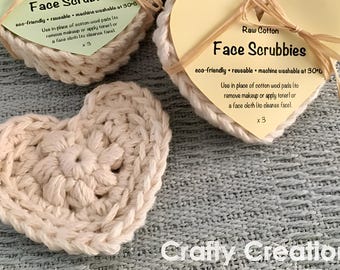 Crochet Heart Face Scrubbies Pattern PDF | Reusable Cotton Scrubber