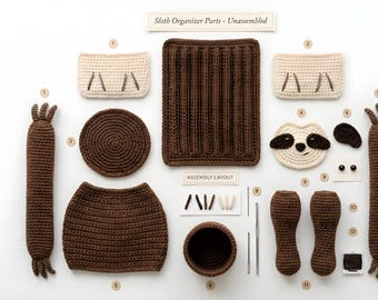 Crochet Sloth Sofa Arm Organizer Pattern, Amigurumi Cup Holder Pouch (PDF Download)