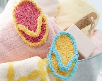 Crochet Washcloth Pattern | Flip Flop Shaped Scrubby (PDF Download)