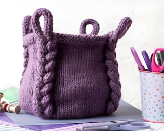 Patrón de cesta tejida en PDF / Patrón de cesta tejida para almacenamiento / Cesta gruesa con asas / Patrón de decoración del hogar / Descarga digital