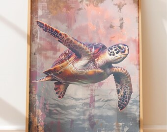 Abstract Sea Turtle Wall Art - Nautical Coastal Vibes